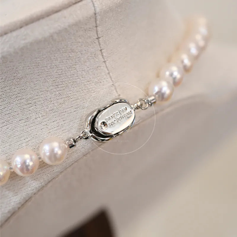 [Brand New] Akoya Pearl Necklace (6.5-7mm) Pink Tone