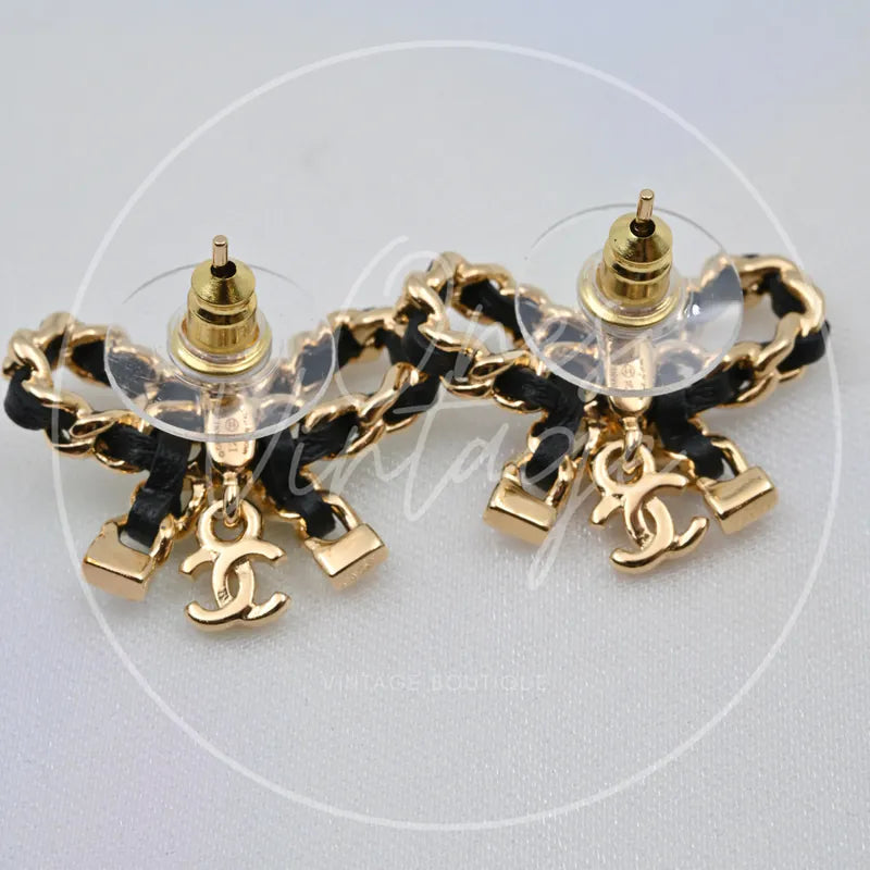 [Brand New] Chanel Chain Bow Stud Earrings