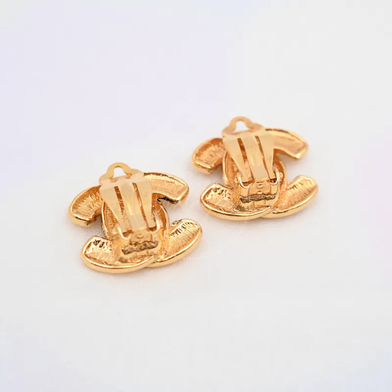 [Pre-owned] Chanel Vintage CC Earrings Clip-On Gold