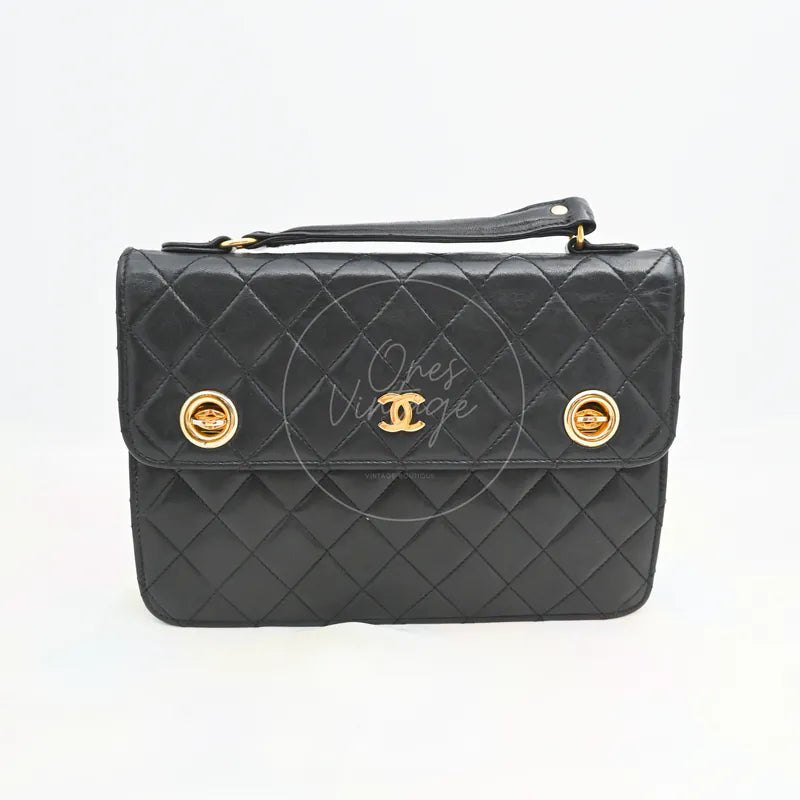 [Pre-owned] Chanel Black Quilted Aged Calfskin Mini Kelly