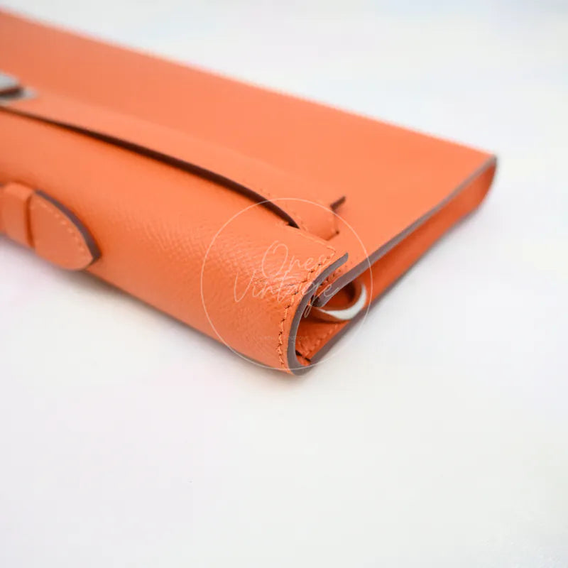 [Pre-owned] Hermes Kelly Cut Clutch Orange Epsom Stamp Square R