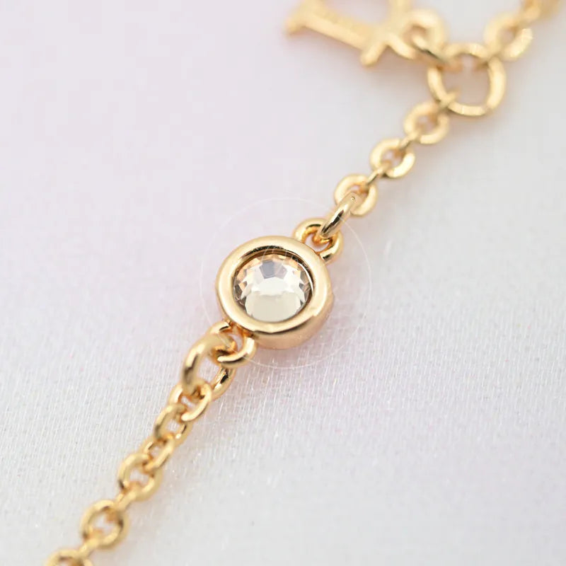 [Pre-owned] Christian Dior Gold Tone Heart Dior Motif Necklace