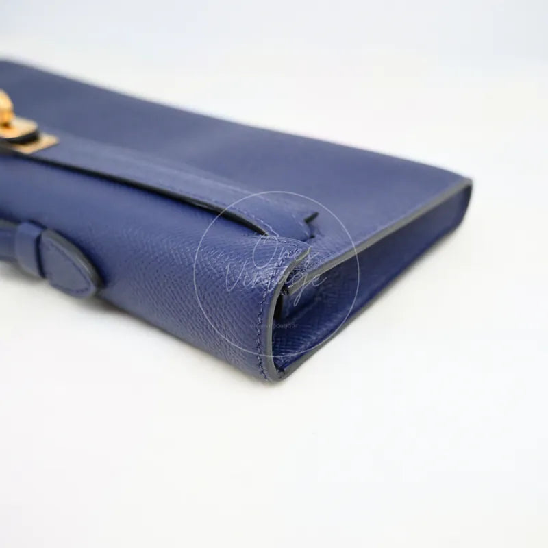 [Pre-owned] Hermes Kelly Cut Clutch Bleu Saphir Epsom GHW Stamp X