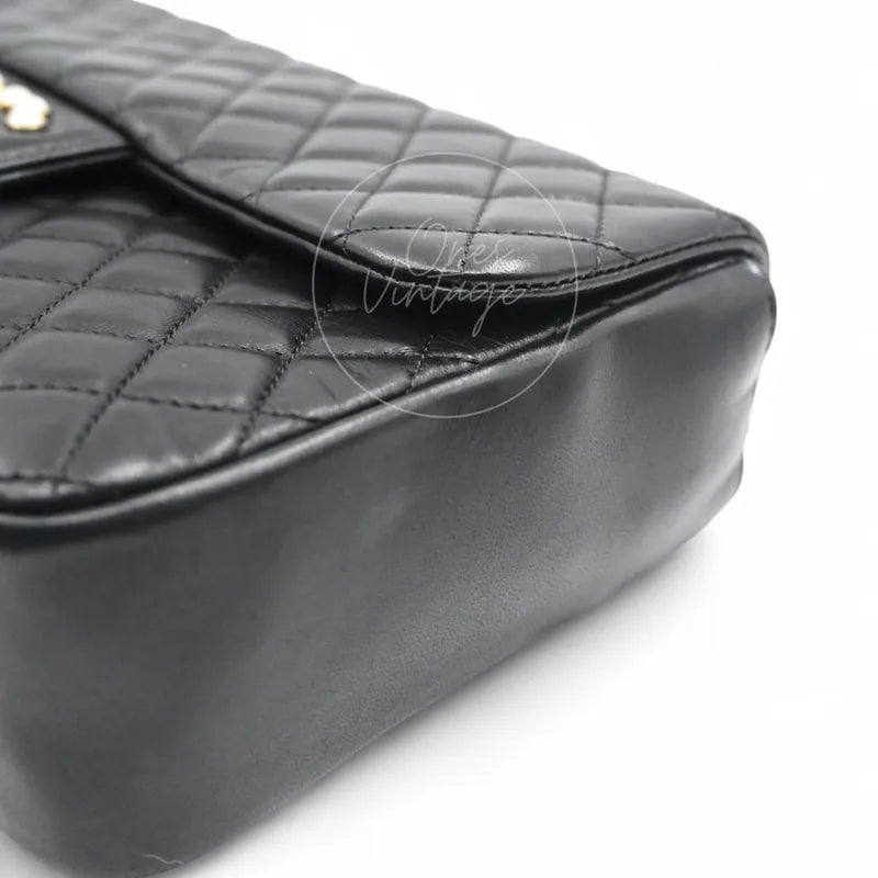 [Pre-owned] Chanel Westminster Pearl Black Lambskin Medium Classic Flap Bag With Pearl Chain
