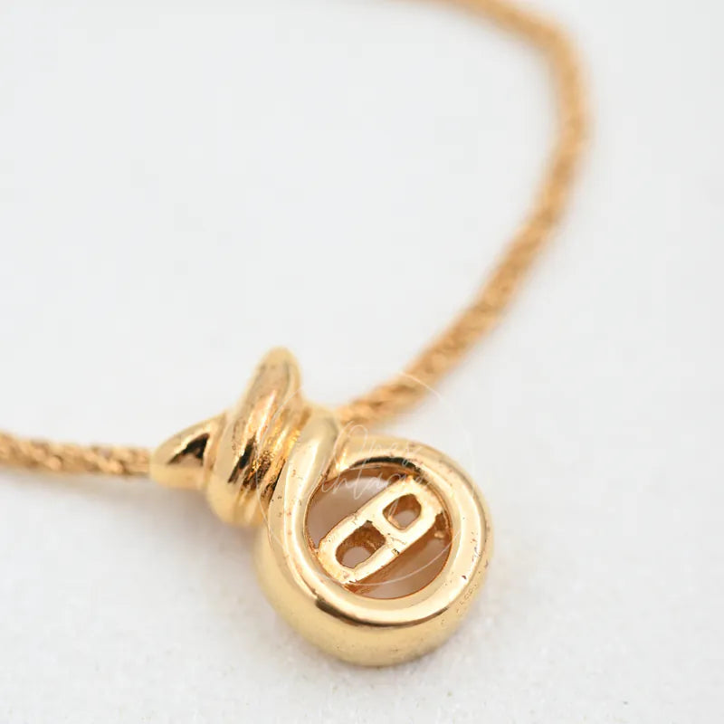 [Pre-owned] Dior Vintage Gold CD Logo Twist Knot Necklace