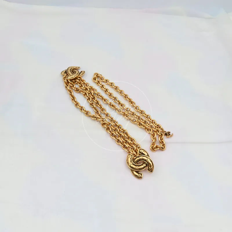 [Pre-owned] Chanel Vintage CC Mark Gold Belt Waist Chain 6051