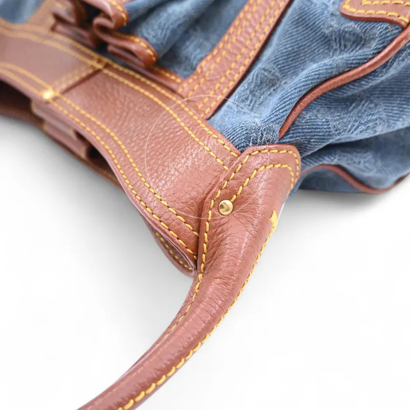 [Pre-owned] Celine Blason Triomphe Logo Denim Shoulder Bag