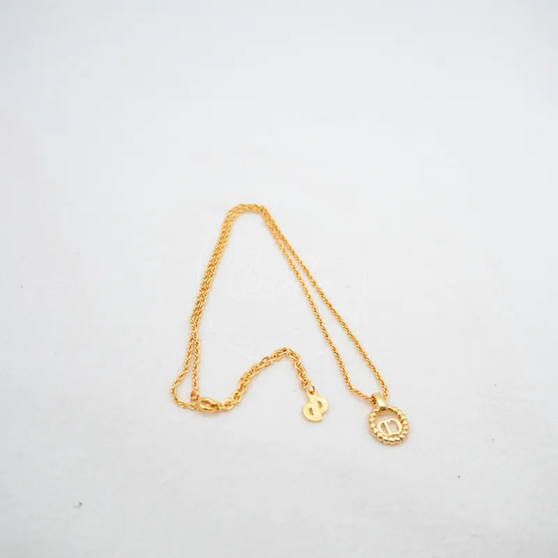 [Pre-owned] Christian Dior Enamel Detail CD Pendant Necklace