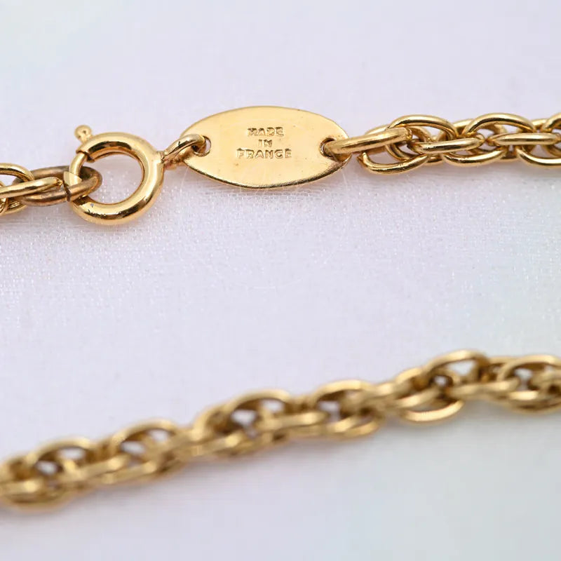 [Pre-owned] Chanel Heart Shape CC Mark Pendant Gold Necklace