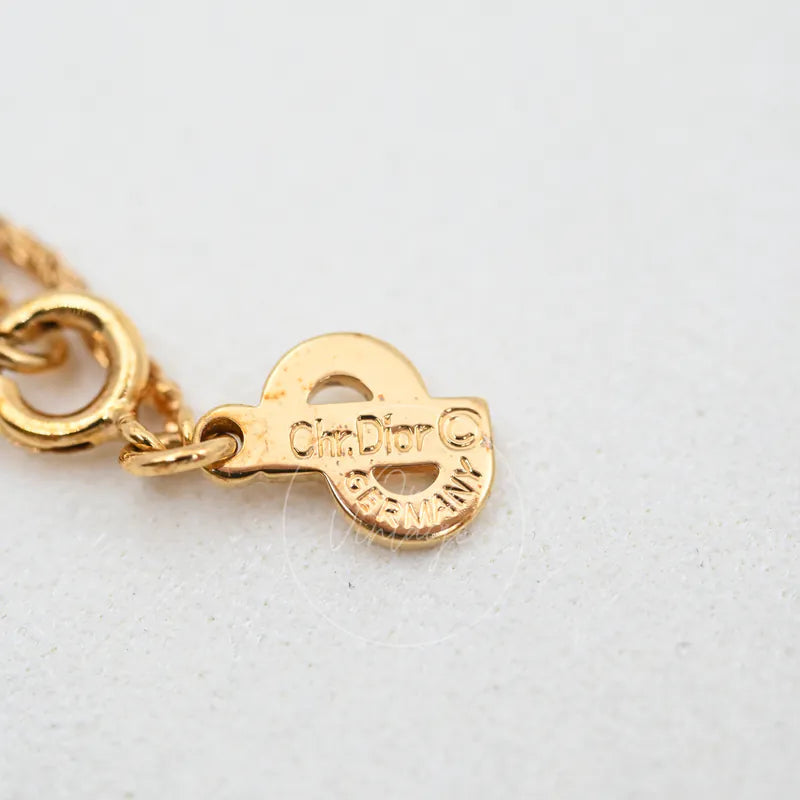 [Pre-owned] Dior Vintage Gold CD Logo Twist Knot Necklace