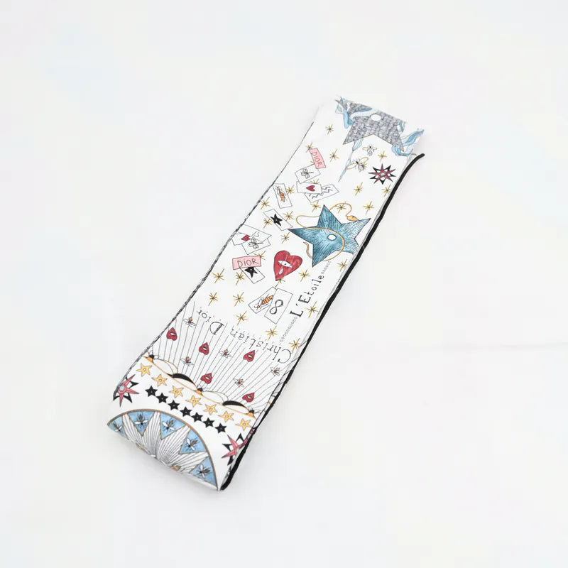 [Pre-owned] Christian Dior White Silk L'Etoile Tarot Twilly