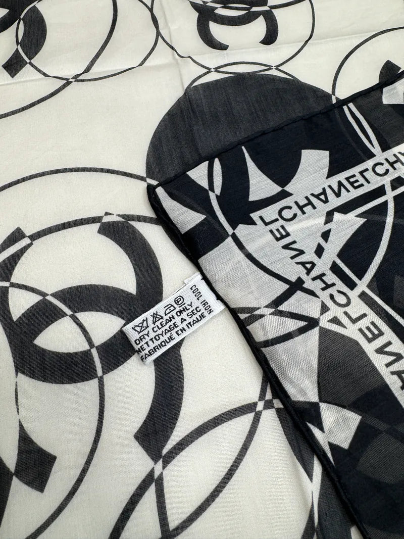 [Pre-owned] Chanel Scarf Petit Carre CC In Cotton And Silk