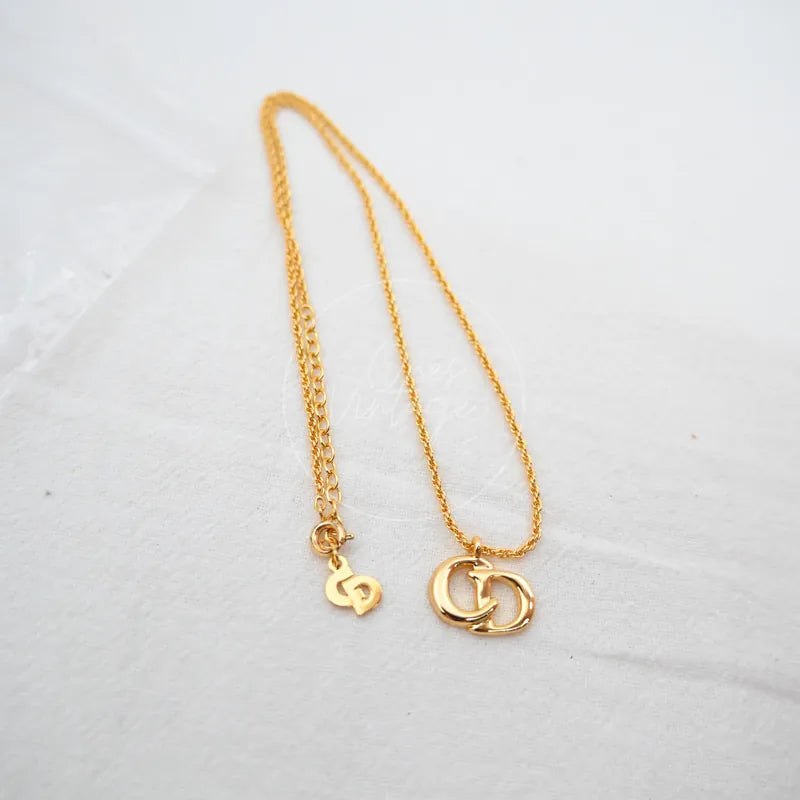 [Pre-owned] Christian Dior CD Logo Gold Necklace