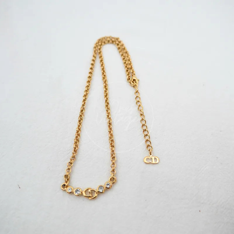 [Pre-owned] Christian Dior CD Logo Rhinestone Necklace