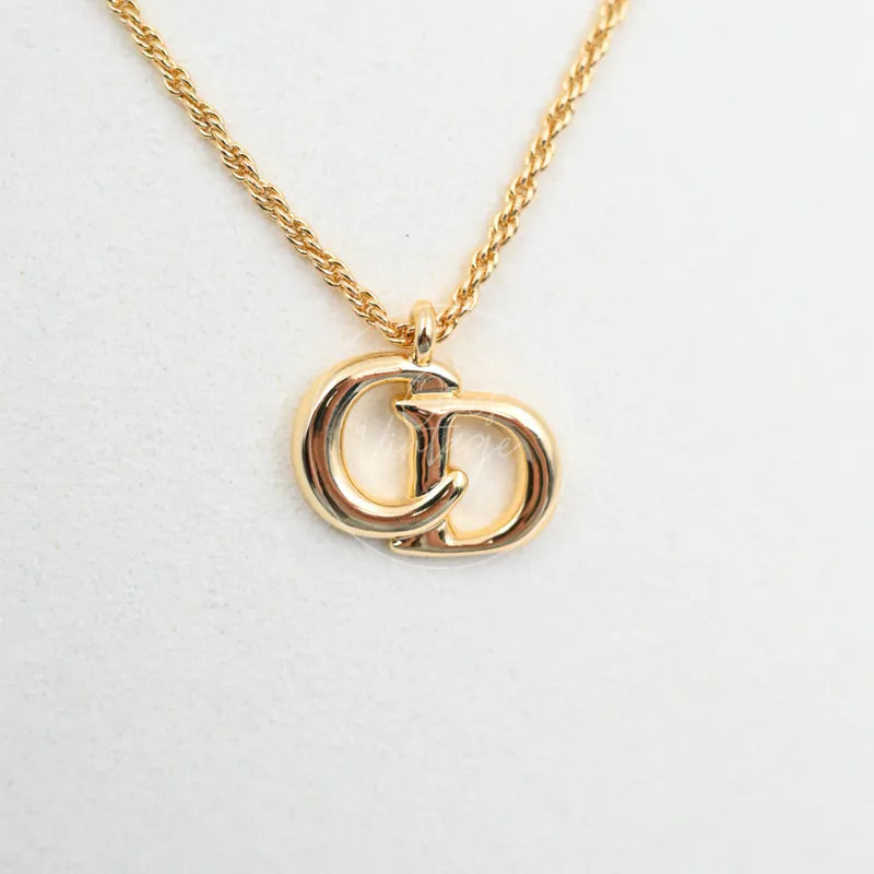 [Pre-owned] Christian Dior CD Logo Gold Necklace