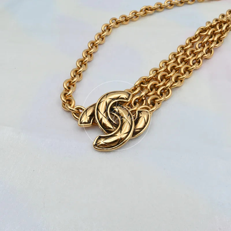 [Pre-owned] Chanel Vintage CC Mark Gold Belt Waist Chain 6051