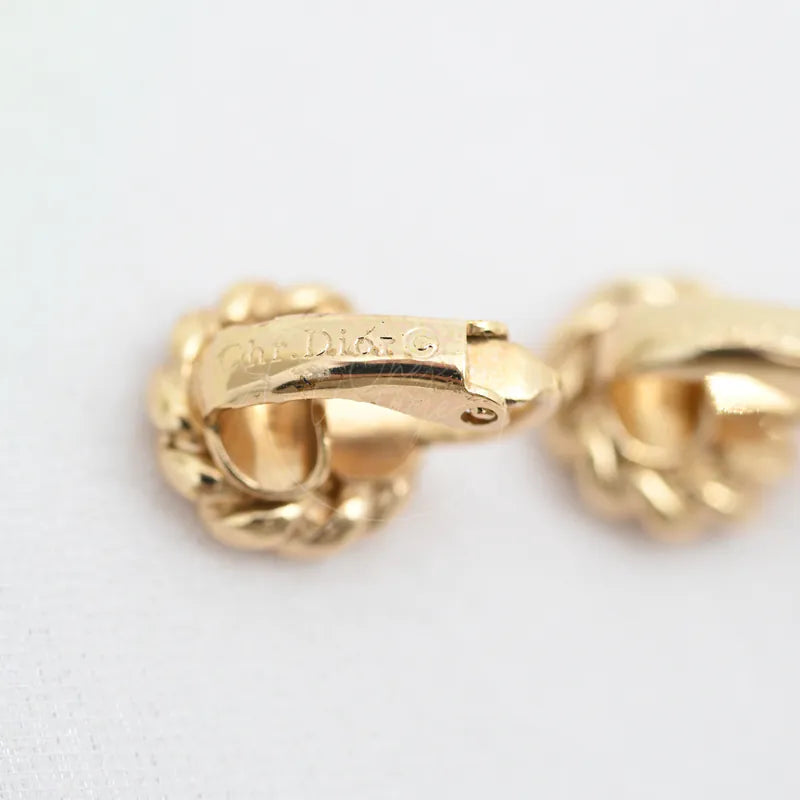 [Pre-owned] Dior Gold Metal Swirl Earclips