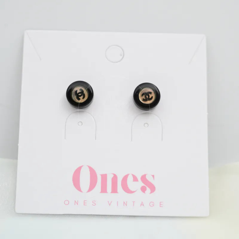 [Pre-owned] Chanel CC Mark Logo Mirror Circle Round Earrings