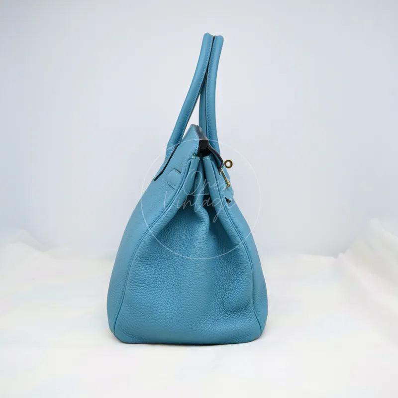 [Pre-owned] Hermes Birkin 30 Blue Paon Togo GHW Stamp Square R