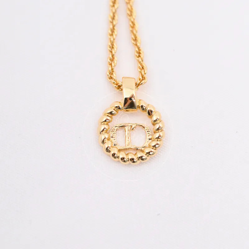 [Pre-owned] Christian Dior Enamel Detail CD Pendant Necklace