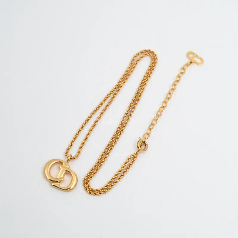 [Pre-owned] Dior Out-of-print Carriage CD logo Gold Necklace