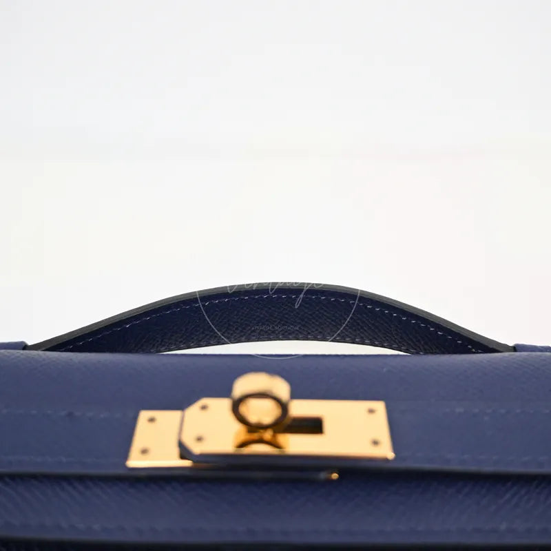 [Pre-owned] Hermes Kelly Cut Clutch Bleu Saphir Epsom GHW Stamp X
