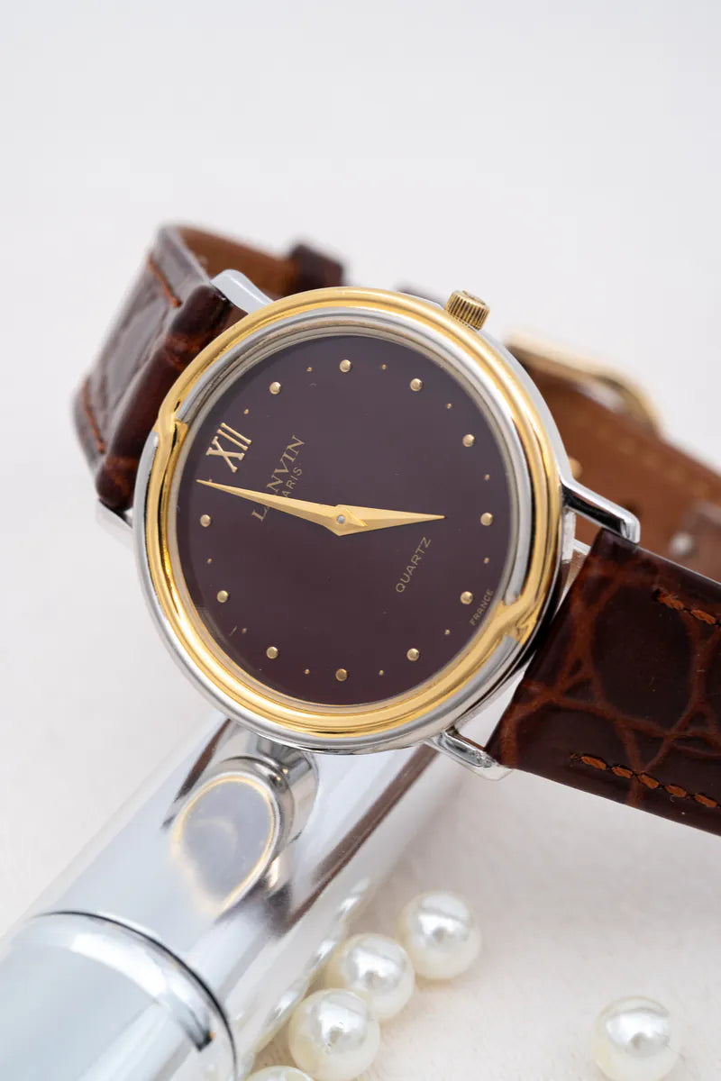 [Pre-owned] LANVIN Paris 57066 Gold Plated Red Dial Quartz Vintage Watch