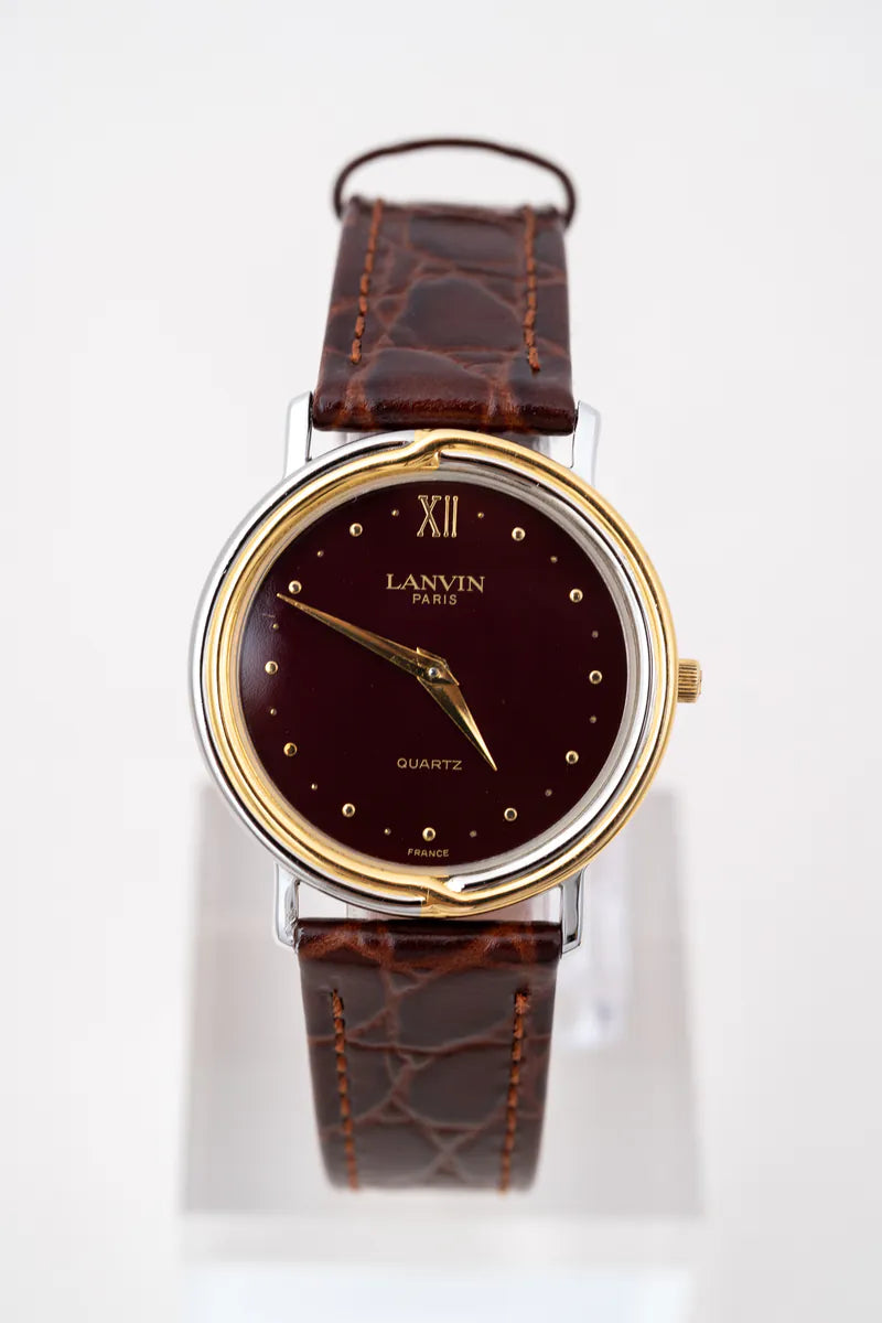 [Pre-owned] LANVIN Paris 57066 Gold Plated Red Dial Quartz Vintage Watch