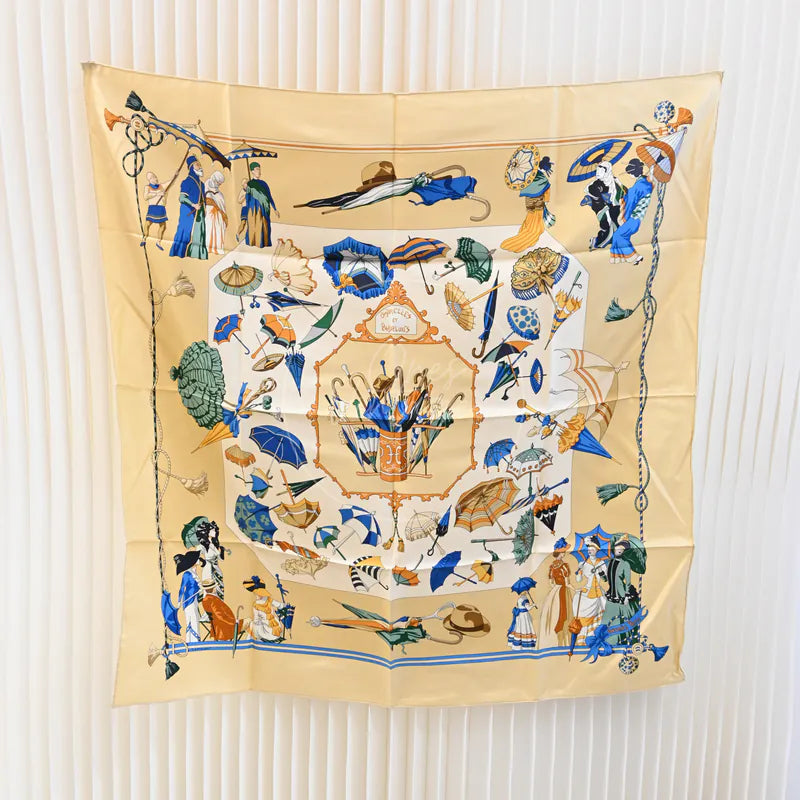 [Pre-owned] Hermes Beige & Multicolor Silk Scarf