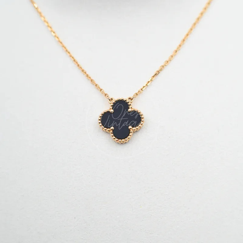 [Pre-owned] Van Cleef & Arpels Vintage Alhambra Necklace 18K Yellow Gold Onyx VCARA45800