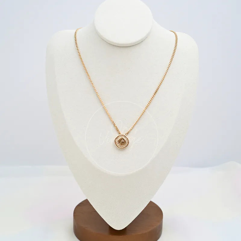 [Pre-owned] Dior Vintage 80s CD Logo Rhinestone Necklace