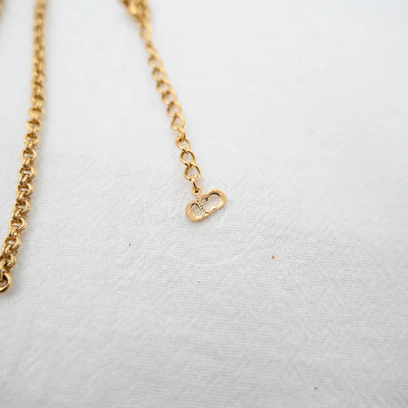 [Pre-owned] Christian Dior CD Logo Rhinestone Necklace