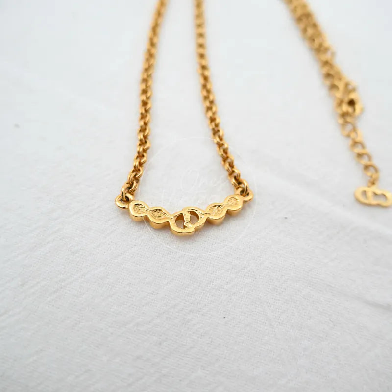 [Pre-owned] Christian Dior CD Logo Rhinestone Necklace