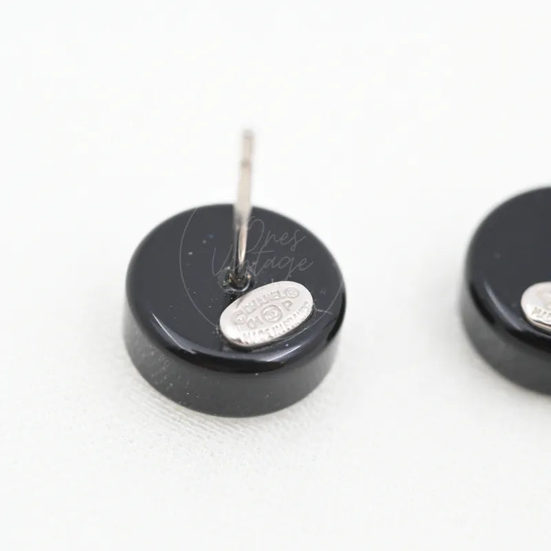 [Pre-owned] Chanel CC Mark Logo Mirror Circle Round Earrings