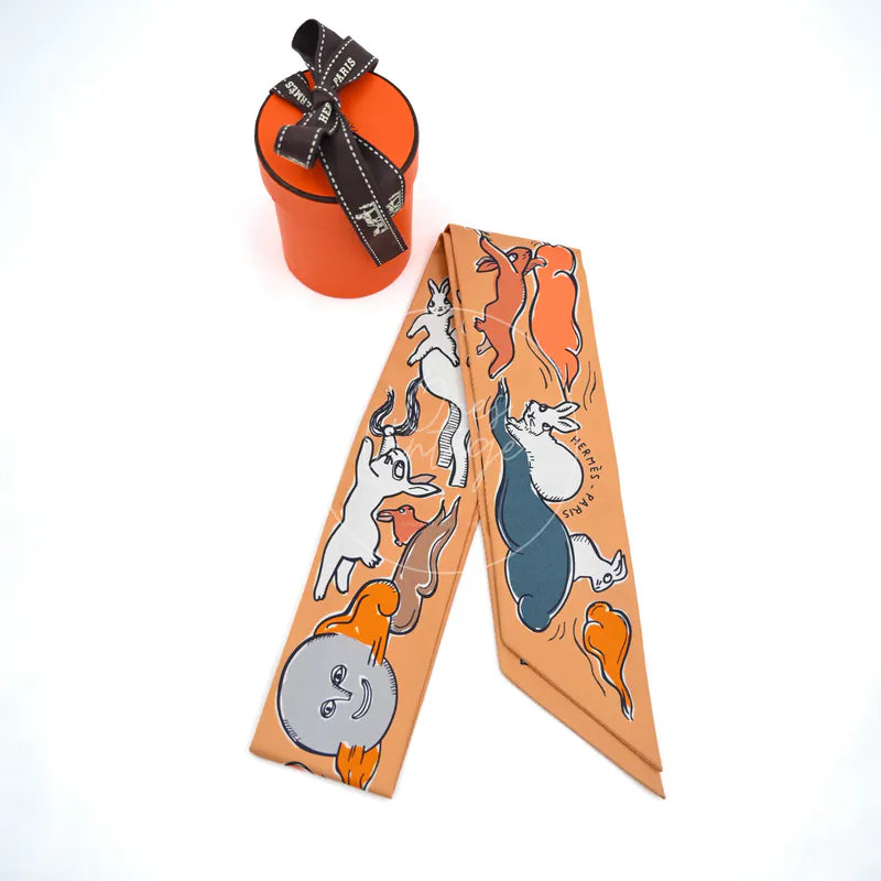 [Brand New]Hermes Mille et Un Lapins Twilly