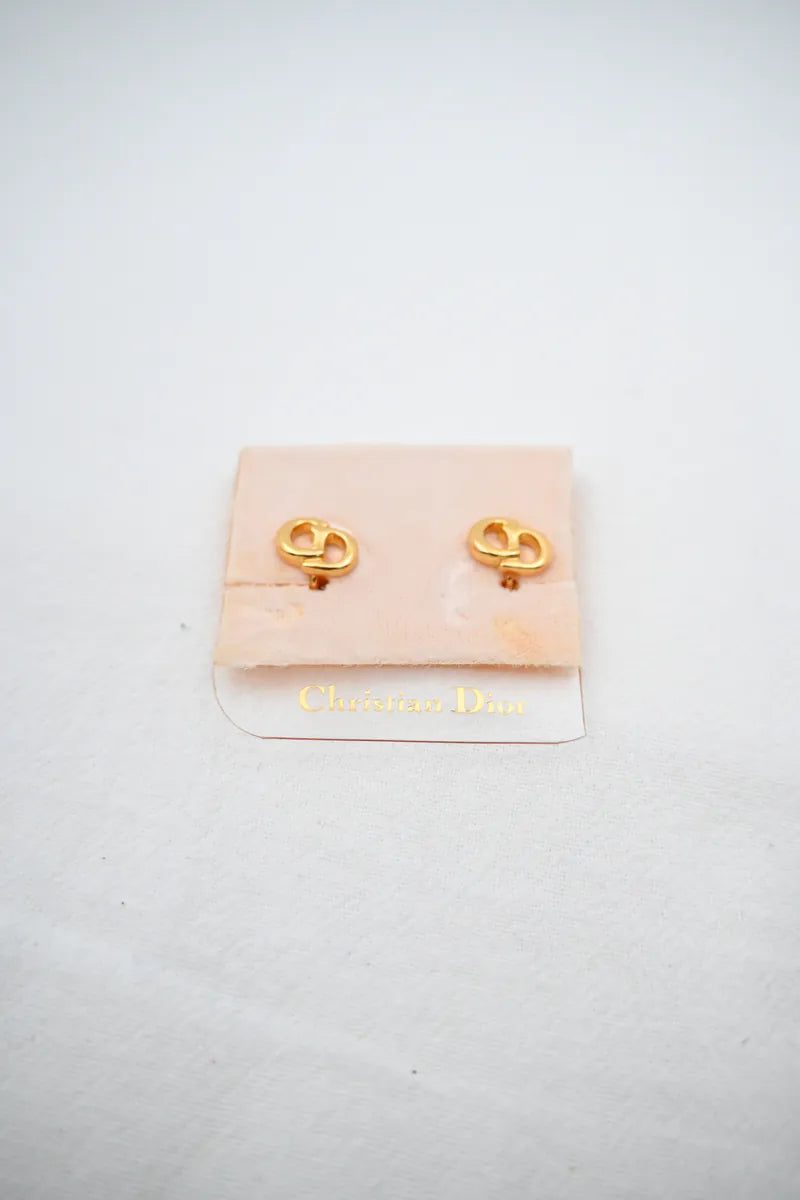 [Pre-owned] Christian Dior CD Logo Gold Earrings