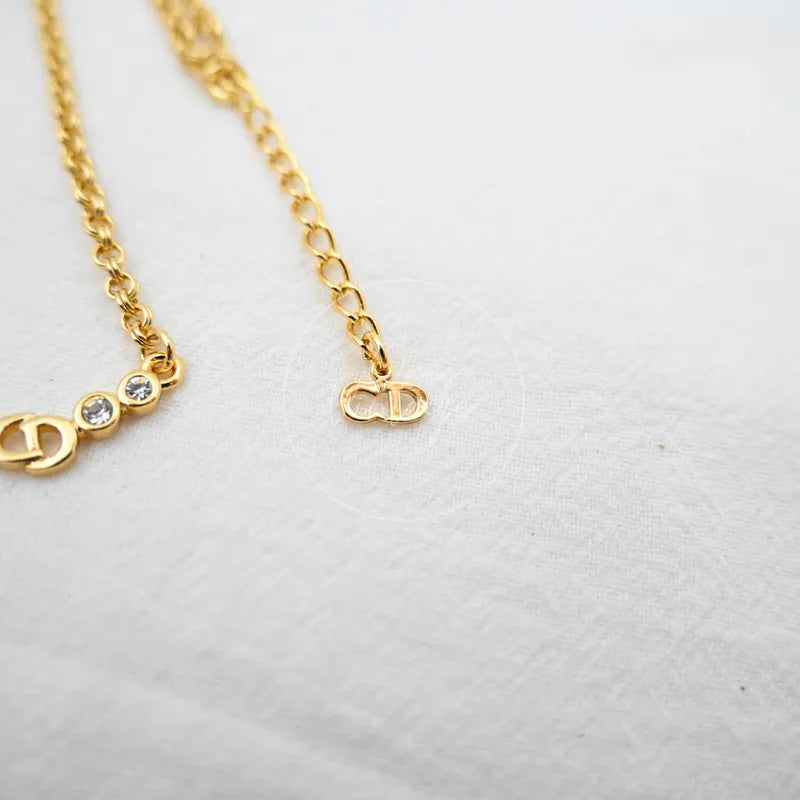 [Pre-owned] Christian Dior CD Logo Rhinestone Necklace