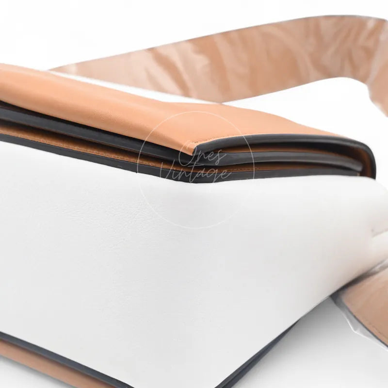 [Unused] Celine Medium Frame Bag Tan Optic White
