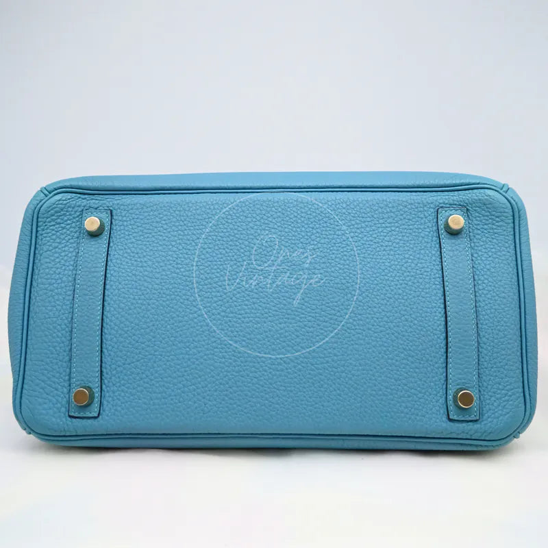 [Pre-owned] Hermes Birkin 30 Blue Paon Togo GHW Stamp Square R