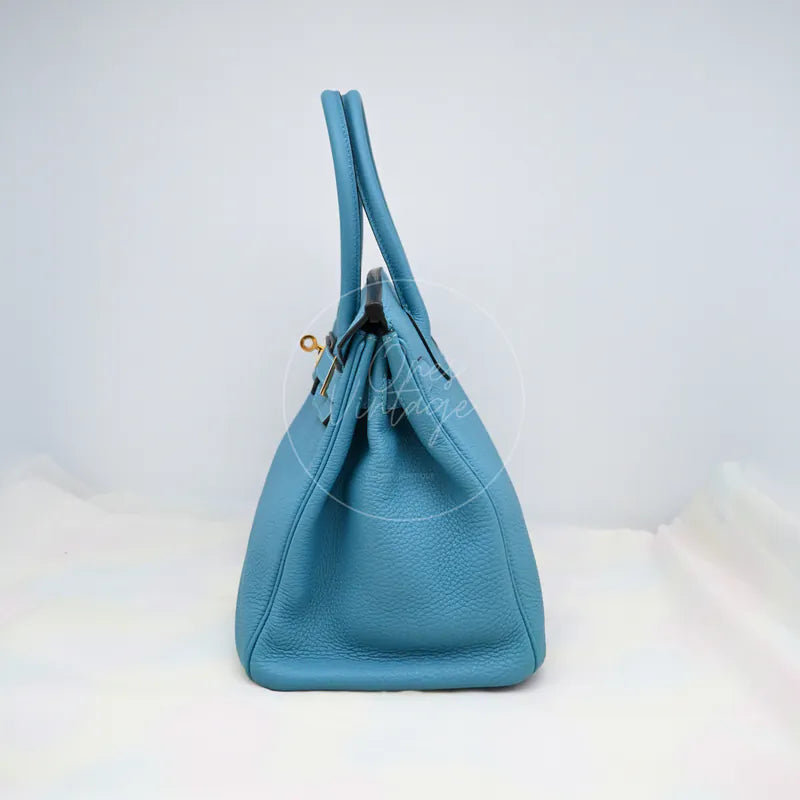 [Pre-owned] Hermes Birkin 30 Blue Paon Togo GHW Stamp Square R