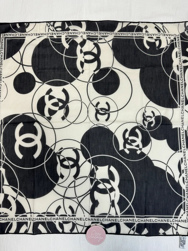 [Pre-owned] Chanel Scarf Petit Carre CC In Cotton And Silk