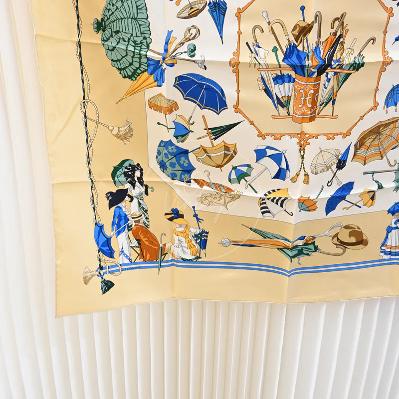 [Pre-owned] Hermes Beige & Multicolor Silk Scarf