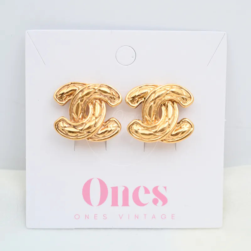 [Pre-owned] Chanel Vintage CC Earrings Clip-On Gold