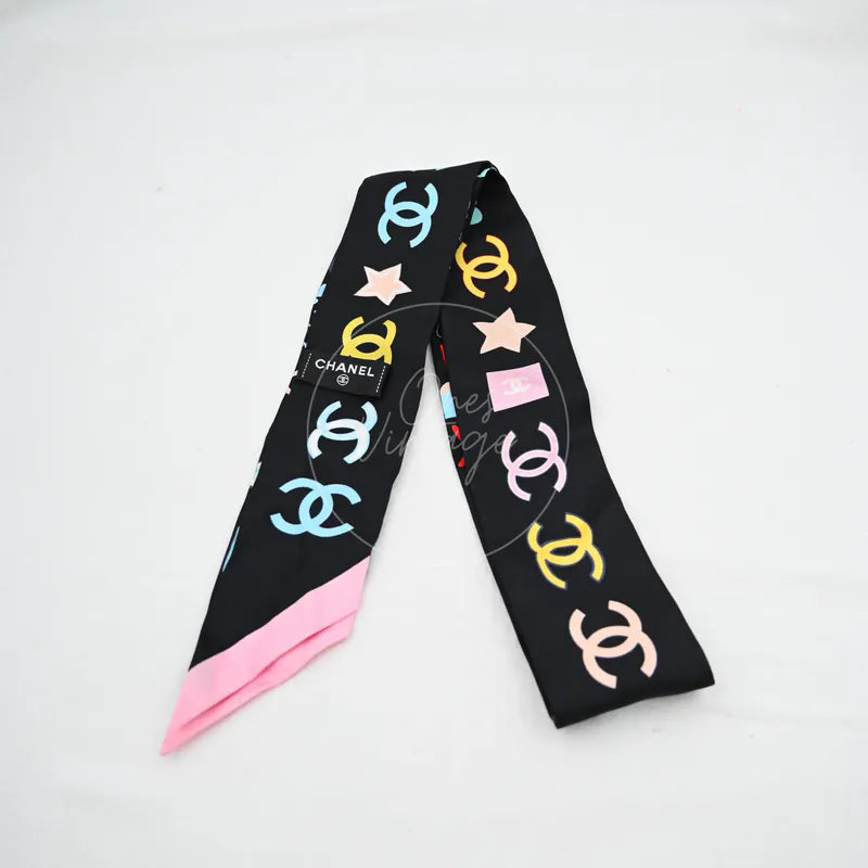 [Pre-owned] Chanel Silk Twilly CC Mark Scarf