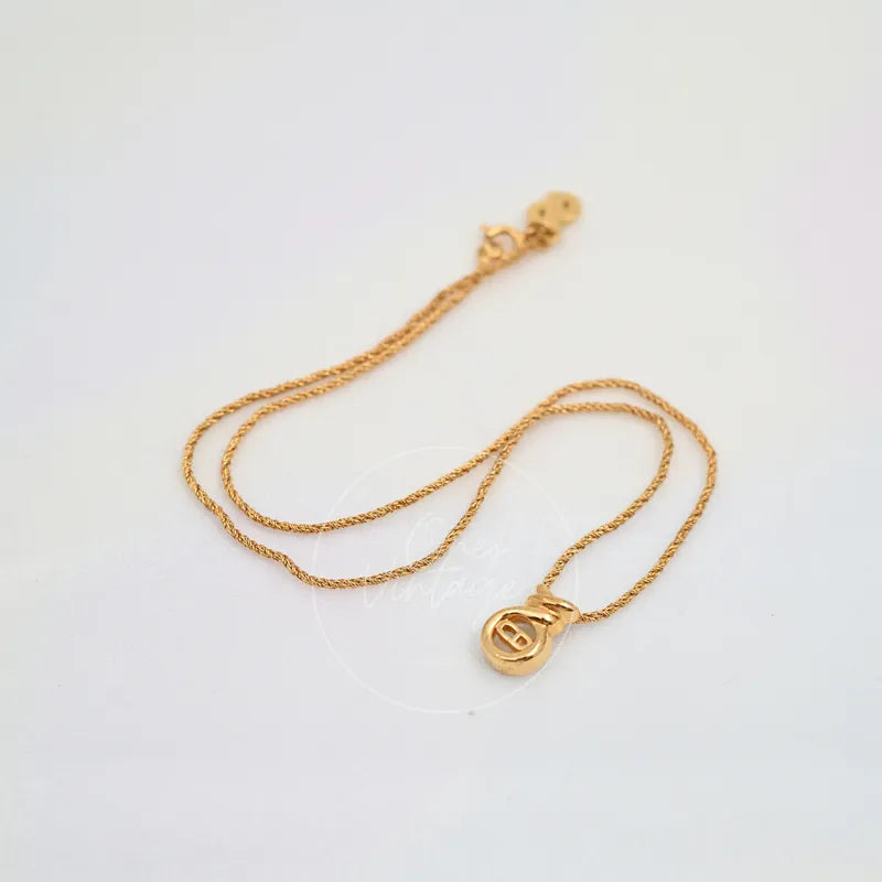 [Pre-owned] Dior Vintage Gold CD Logo Twist Knot Necklace