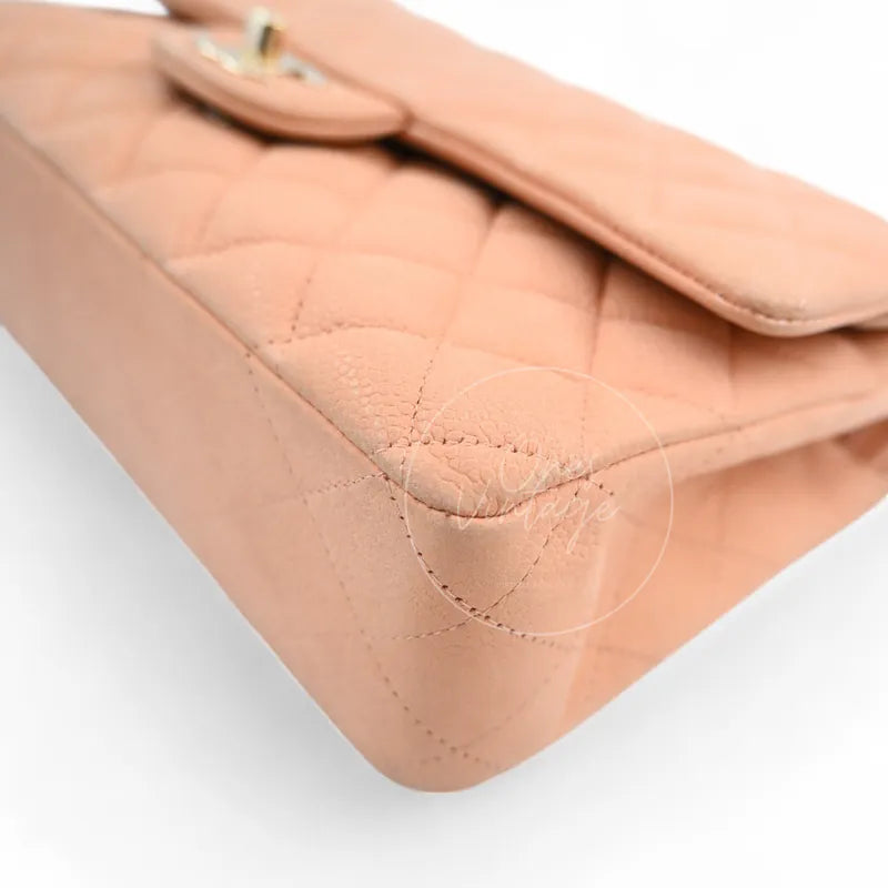 [Pre-owned] Chanel CF25 Medium Classic Flap Bag Beige Caviar