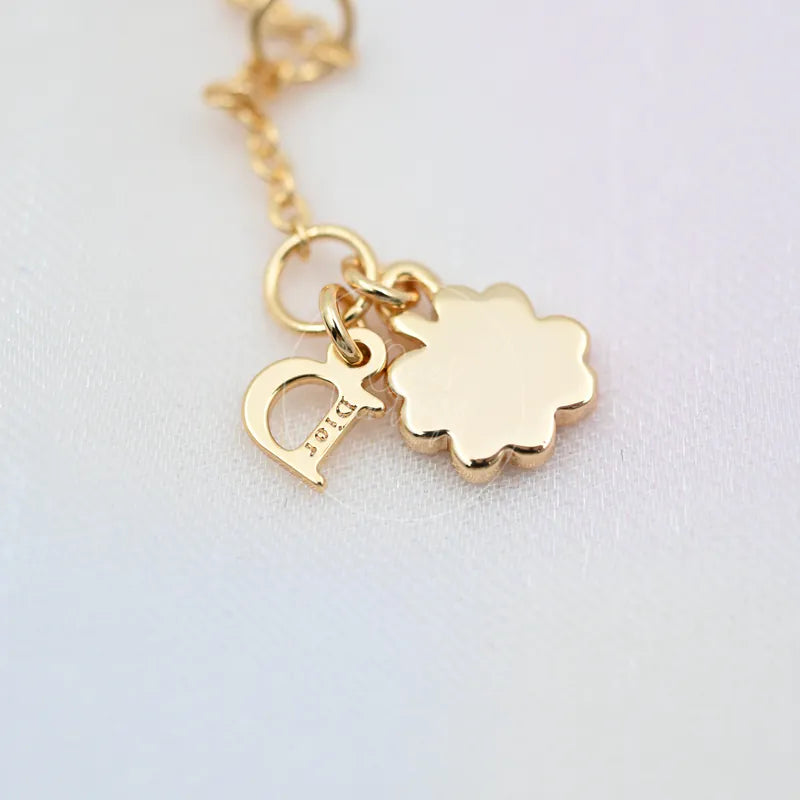 [Pre-owned] Christian Dior Gold Tone Heart Dior Motif Necklace