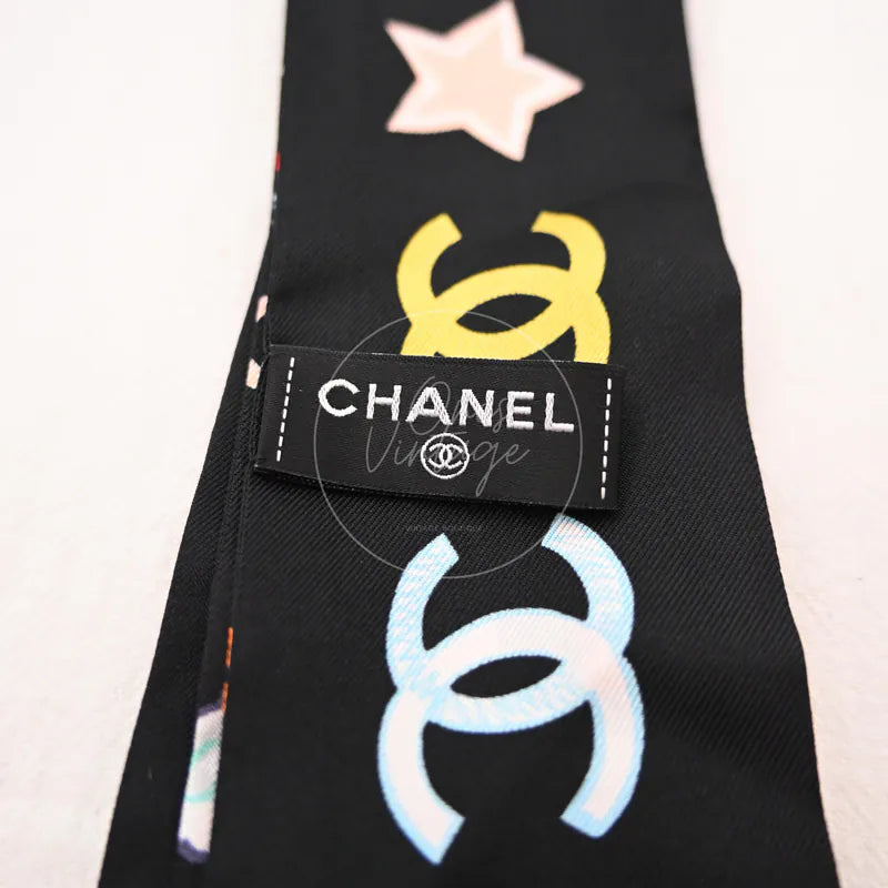 [Pre-owned] Chanel Silk Twilly CC Mark Scarf