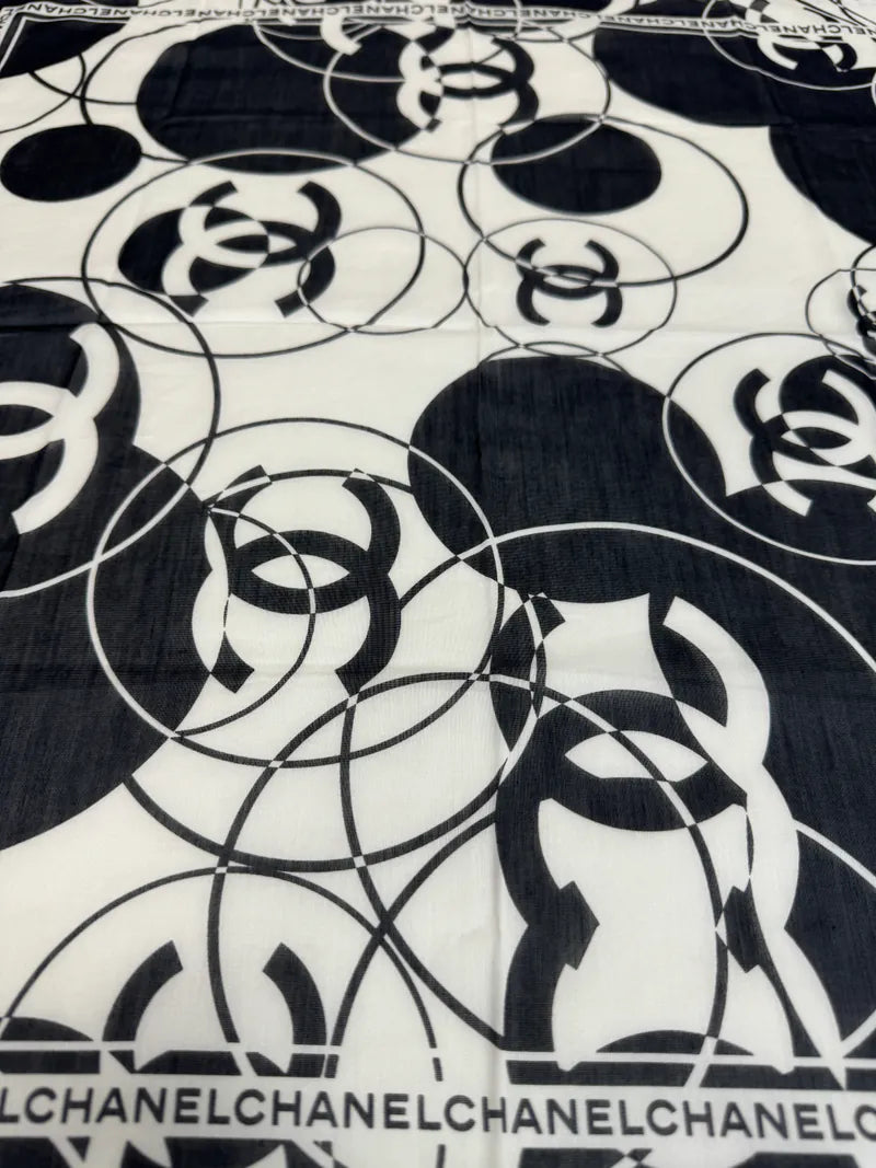 [Pre-owned] Chanel Scarf Petit Carre CC In Cotton And Silk