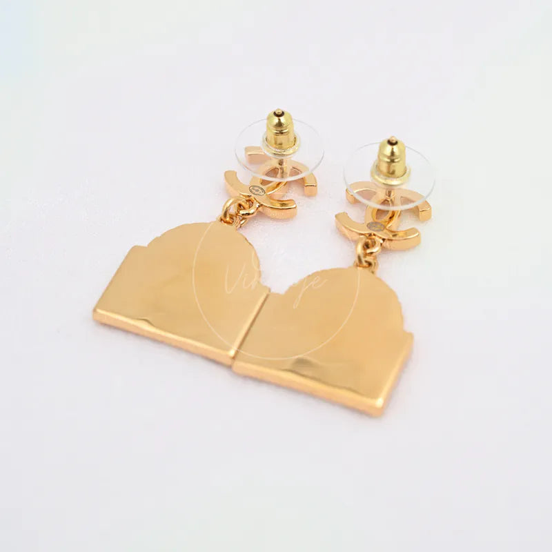 [Brand New] Chanel CC Rue Cambon Gold Drop Earrings